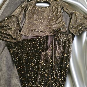 Women's Gold Star Pattern Wide Leg Jumpsuit